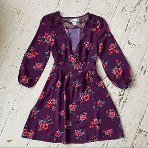 Flying Tomato Bohemian Floral Print Dress Lace Insert